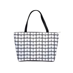 Gray And White Leaf Pattern Shoulder Handbags by GardenOfOphir