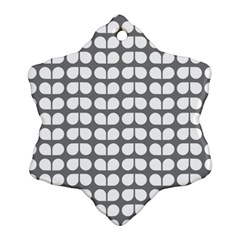 Gray And White Leaf Pattern Snowflake Ornament (2-side) by GardenOfOphir