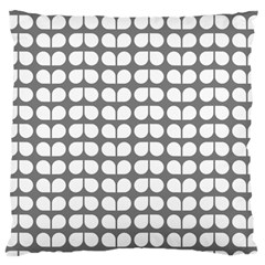 Gray And White Leaf Pattern Large Cushion Cases (one Side) 