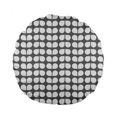 Gray And White Leaf Pattern Standard 15  Premium Round Cushions