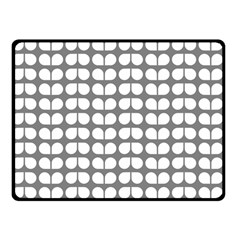 Gray And White Leaf Pattern Double Sided Fleece Blanket (small) 