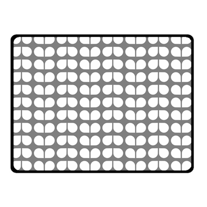 Gray And White Leaf Pattern Double Sided Fleece Blanket (Small) 