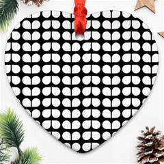 Black And White Leaf Pattern Ornament (heart)  by GardenOfOphir