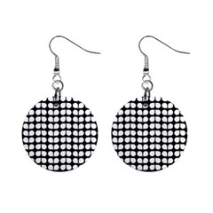 Black And White Leaf Pattern Mini Button Earrings