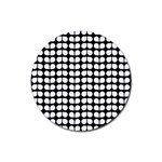 Black And White Leaf Pattern Rubber Round Coaster (4 pack)  Front