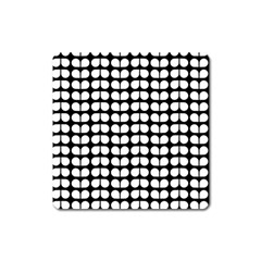 Black And White Leaf Pattern Square Magnet by GardenOfOphir