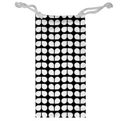 Black And White Leaf Pattern Jewelry Bags by GardenOfOphir