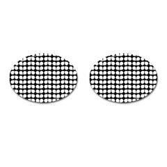 Black And White Leaf Pattern Cufflinks (oval)