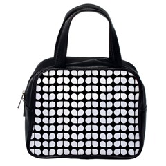 Black And White Leaf Pattern Classic Handbags (one Side)