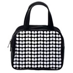 Black And White Leaf Pattern Classic Handbags (2 Sides) Back