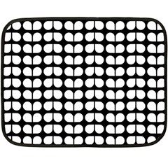 Black And White Leaf Pattern Double Sided Fleece Blanket (mini) 