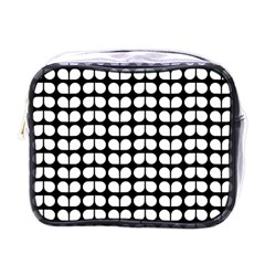 Black And White Leaf Pattern Mini Toiletries Bags