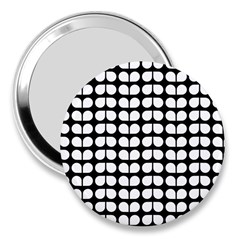 Black And White Leaf Pattern 3  Handbag Mirrors