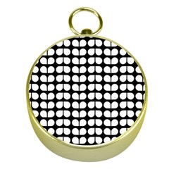 Black And White Leaf Pattern Gold Compasses by GardenOfOphir