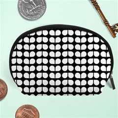 Black And White Leaf Pattern Accessory Pouches (large)  by GardenOfOphir