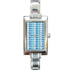 Blue Green Leaf Pattern Rectangle Italian Charm Watches by GardenOfOphir