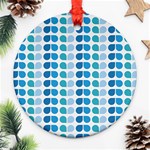 Blue Green Leaf Pattern Ornament (Round)  Front