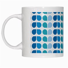 Blue Green Leaf Pattern White Mugs by GardenOfOphir