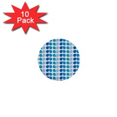 Blue Green Leaf Pattern 1  Mini Buttons (10 Pack)  by GardenOfOphir