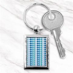 Blue Green Leaf Pattern Key Chains (rectangle)  by GardenOfOphir