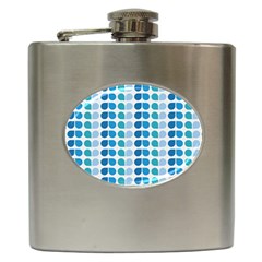 Blue Green Leaf Pattern Hip Flask (6 Oz) by GardenOfOphir