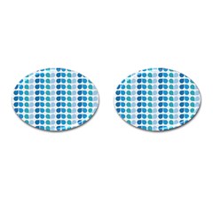 Blue Green Leaf Pattern Cufflinks (oval) by GardenOfOphir