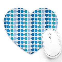 Blue Green Leaf Pattern Heart Mousepads by GardenOfOphir