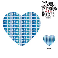 Blue Green Leaf Pattern Multi-purpose Cards (heart)  by GardenOfOphir