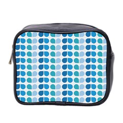 Blue Green Leaf Pattern Mini Toiletries Bag 2-side by GardenOfOphir