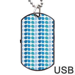 Blue Green Leaf Pattern Dog Tag Usb Flash (one Side) by GardenOfOphir