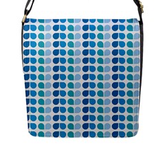 Blue Green Leaf Pattern Flap Messenger Bag (l)  by GardenOfOphir