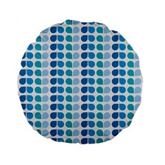 Blue Green Leaf Pattern Standard 15  Premium Flano Round Cushions by GardenOfOphir