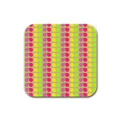 Colorful Leaf Pattern Rubber Square Coaster (4 Pack)  by GardenOfOphir