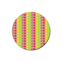 Colorful Leaf Pattern Rubber Coaster (round)  by GardenOfOphir