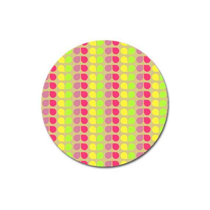 Colorful Leaf Pattern Magnet 3  (Round)