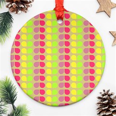 Colorful Leaf Pattern Round Ornament (two Sides)  by GardenOfOphir