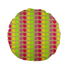 Colorful Leaf Pattern Standard 15  Premium Round Cushions by GardenOfOphir