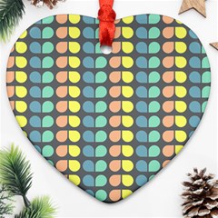 Colorful Leaf Pattern Heart Ornament (2 Sides) by GardenOfOphir