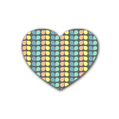 Colorful Leaf Pattern Rubber Coaster (heart)  by GardenOfOphir