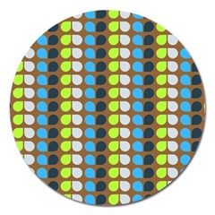 Colorful Leaf Pattern Magnet 5  (round) by GardenOfOphir