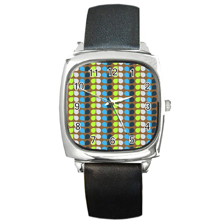 Colorful Leaf Pattern Square Metal Watches