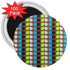 Colorful Leaf Pattern 3  Magnets (100 Pack) by GardenOfOphir