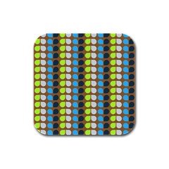 Colorful Leaf Pattern Rubber Square Coaster (4 Pack)  by GardenOfOphir