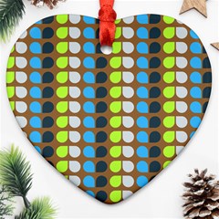 Colorful Leaf Pattern Heart Ornament (2 Sides) by GardenOfOphir