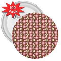 Cute Floral Pattern 3  Buttons (100 Pack)  by GardenOfOphir