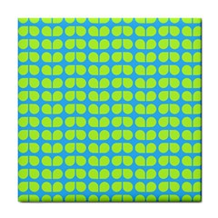 Blue Lime Leaf Pattern Tile Coasters by GardenOfOphir