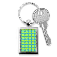 Blue Lime Leaf Pattern Key Chains (rectangle)  by GardenOfOphir