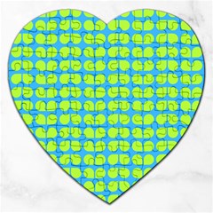 Blue Lime Leaf Pattern Jigsaw Puzzle (heart) by GardenOfOphir