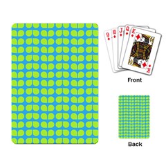 Blue Lime Leaf Pattern Playing Card by GardenOfOphir