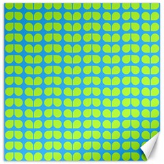 Blue Lime Leaf Pattern Canvas 12  X 12   by GardenOfOphir